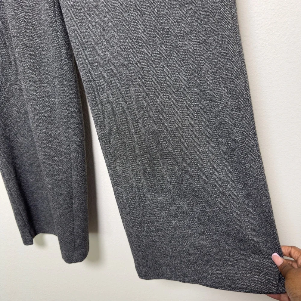 Wit & Wisdom Women Whitney Skyrise Knit Pants 8 Gray Herringbone Wide Leg